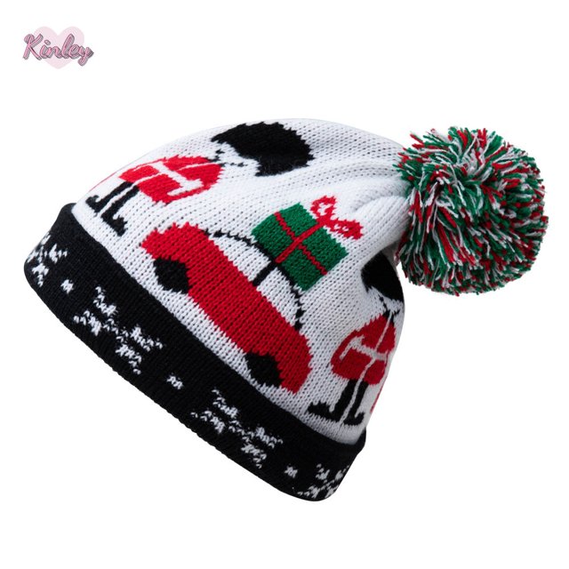 Gorro de Punto de Navidad para Niños Pequeños con Patrón de Coche Casa de los Tesoros