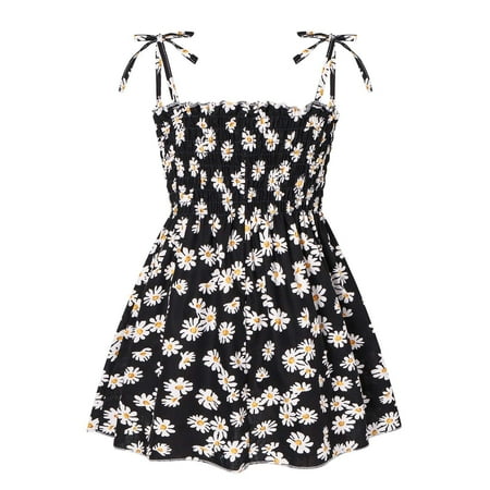 

Utoimkio Toddler Kid Baby Girls Summer Dress Clothes Floral Ruffle Strap Dress Backless Princess Sundress Playwear Outfits for Girls Size 6M-3Y