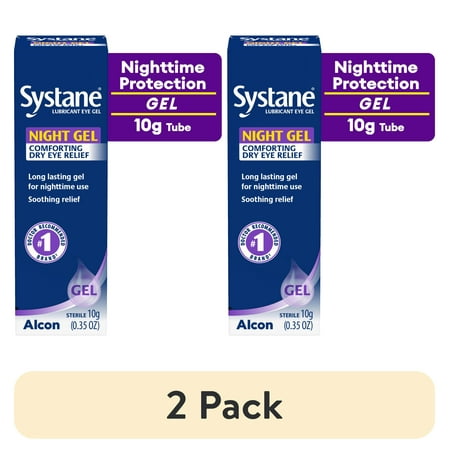 (2 pack) Systane Lubricant Eye Drop Gel for Nighttime Protection and Dry Eye Relief for Nightly Use, 10g