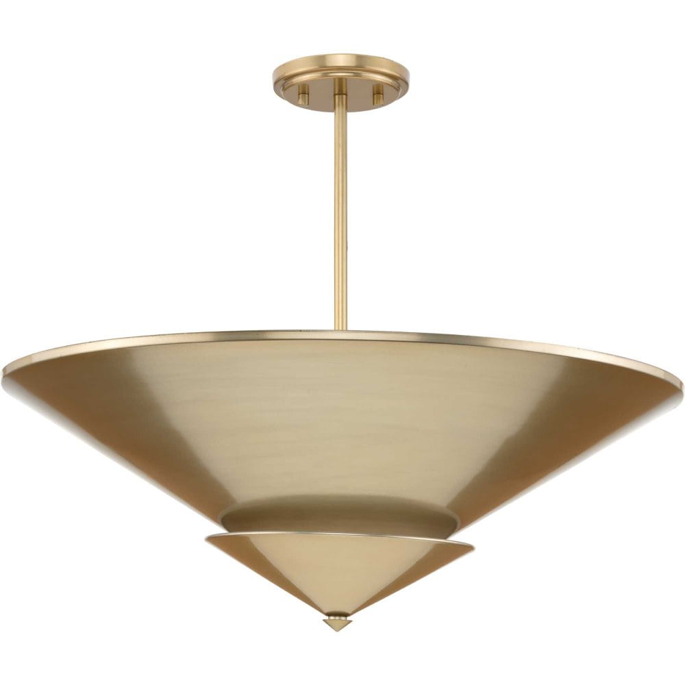 Progress Lighting Pinellas 4-Light Close-to-Ceiling Softgold Steel Fixture with White Plaster Shade