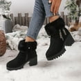 thumbnail image 5 of Xfvqtps Chunky Flatform Boots for Women Furry Lined Winter Ankle Booties Side Zipper Warm Comfortable Shoes Fashion Casual Low Mid Heel Boots Black, 5 of 9