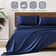 thumbnail image 5 of MR&HM Satin Sheet Set Full 4 Pcs, Silky Elegant Luxurious Full Size Bed Sheets, with Flat Sheet, Deep Pocket Fitted Sheet for Mattress and Matching Satin Pillow Cases (Full Size, Navy Blue), 5 of 7