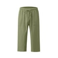 thumbnail image 4 of 2025 Women's Cotton-Linen Capri Pants - High-Waisted Wide Leg Palazzo Trousers with Drawstring & Pockets (Loose Fit & Breathable for Summer), 4 of 6