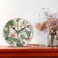 thumbnail image 2 of Coolnut Tropical Leaves Flower Round Wall Clock, 9.84 inch Silent Wall Clock for Bedroom, Bathroom, Office, Living Room Home Decor, 2 of 7
