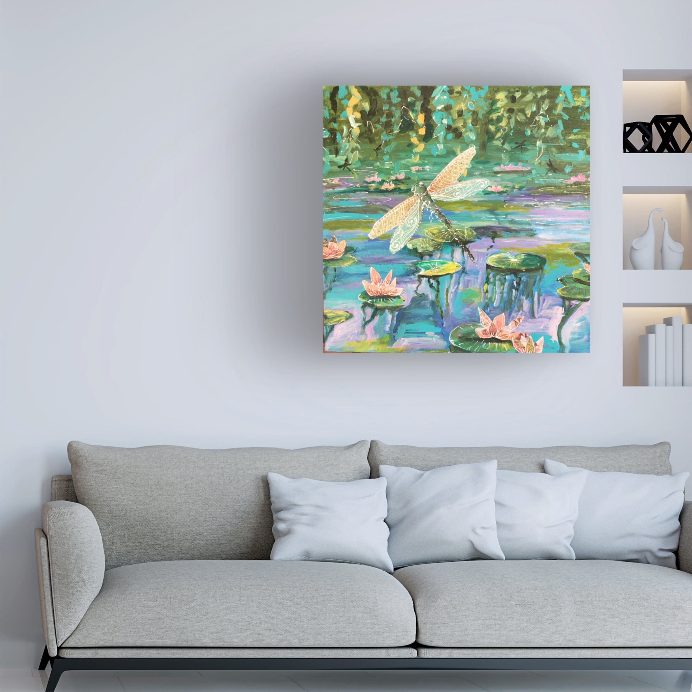 Canvas Wall Art - Christine Rotolo 'Mixed Media Dragonfly' Wall Art for Living Room, Bedroom, or Office DÃ©cor by Trademark Fine Art - 14 x 14 Inches