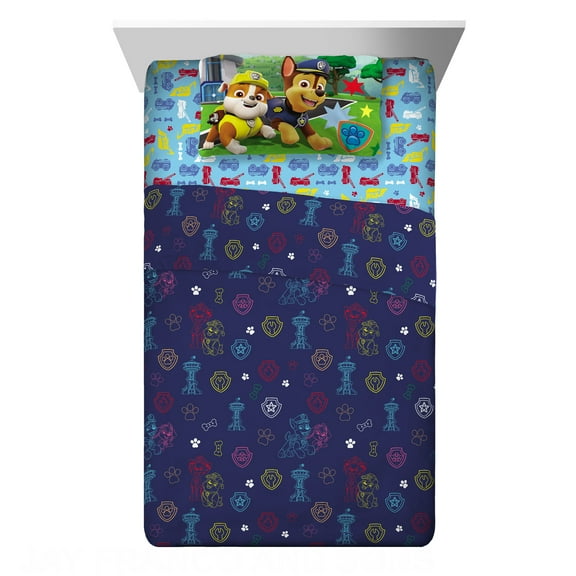 PAW Patrol Kids Full Sheet Set, Blue, Nickelodeon