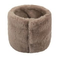 thumbnail image 2 of Winter Furry Plush Neck Warmer Solid Color Windproof Buttons Circle Loop Scarf Neckerchief winter gloves Brown, 2 of 4