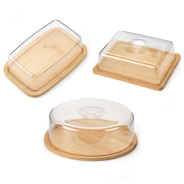 Juego de utensilios de cocina de almacenamiento de mantequilla de caja de mantequilla, madera