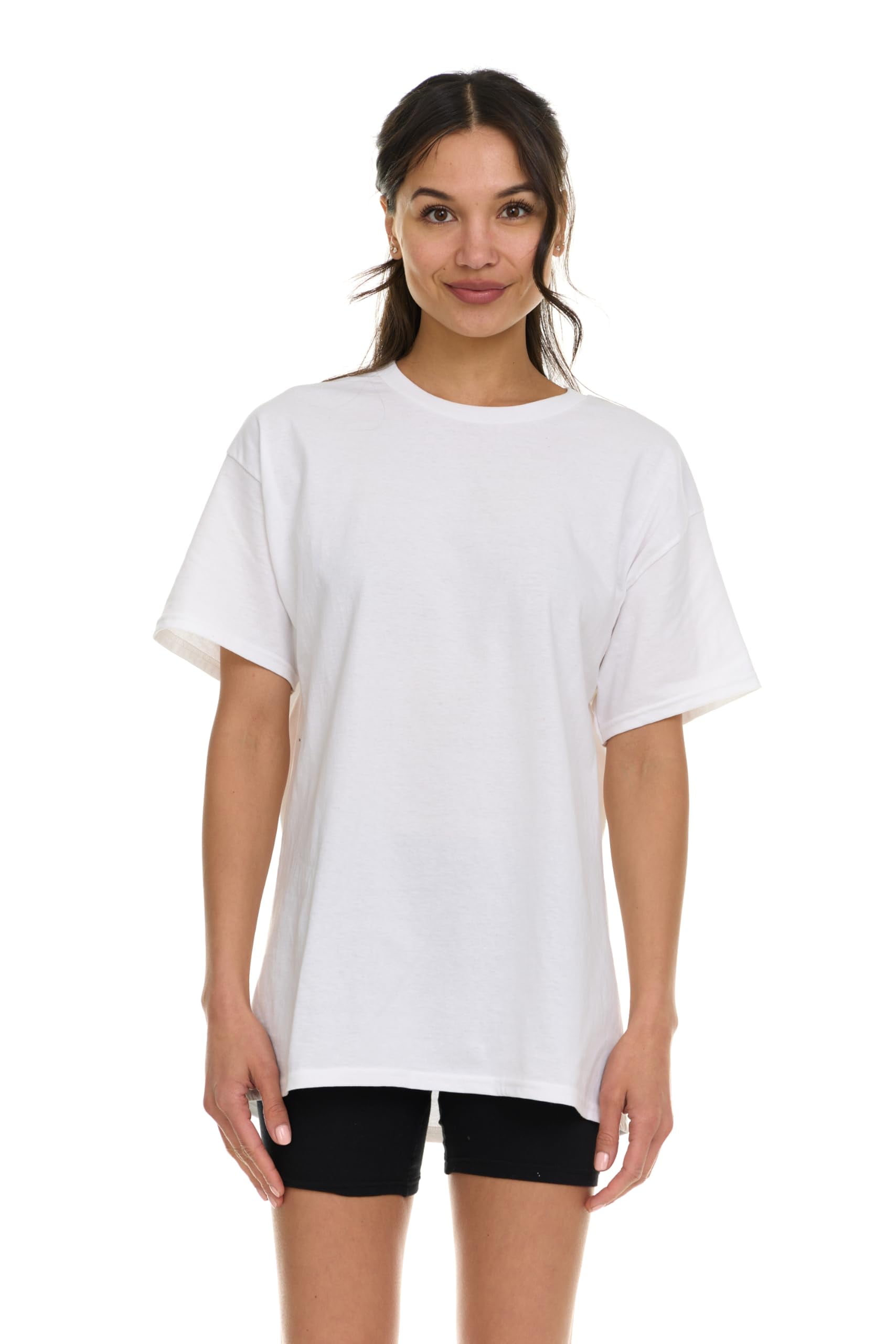 BILLIONHATS 12 Pack Womens Oversized Cotton T-Shirts, Crew Neck Short Sleeve Baggy Loose Tops Oversize Tees Color White, Size X-Large