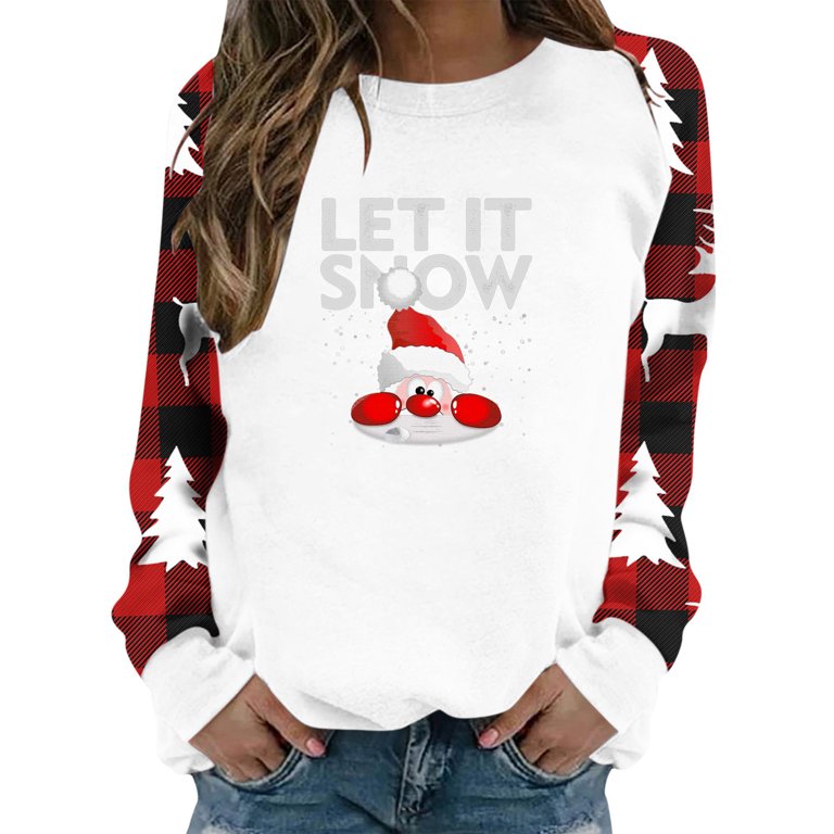 Lumento Women Warm Sport Pullover Casual Crew Neck Xmas Tops Loose