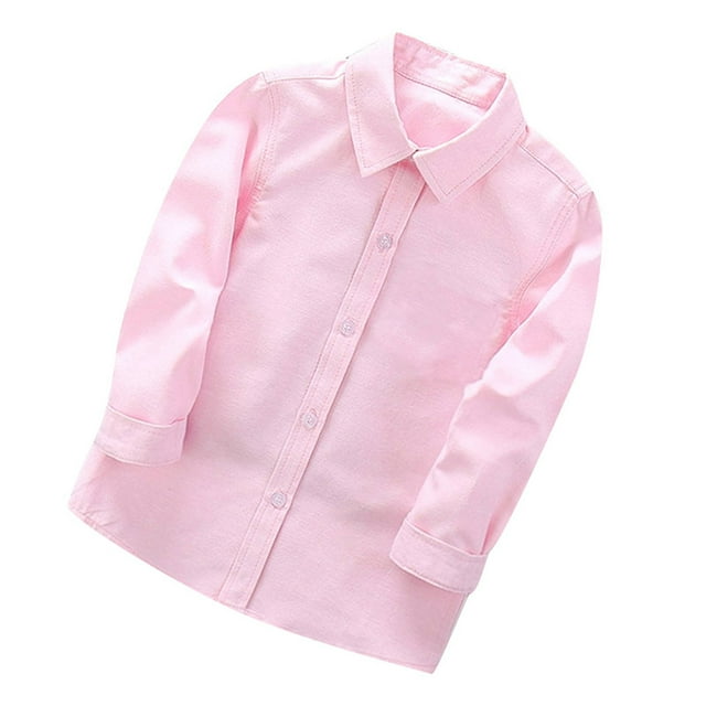 QIPOPIQ Clearance Boys Clothes Long Sleeve Blouse Solid Color School Uniform Shirt