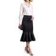 thumbnail image 2 of Women'S High Waist Party Work Bodycon Mermaid Pencil Midi Skirt Black S, 2 of 9