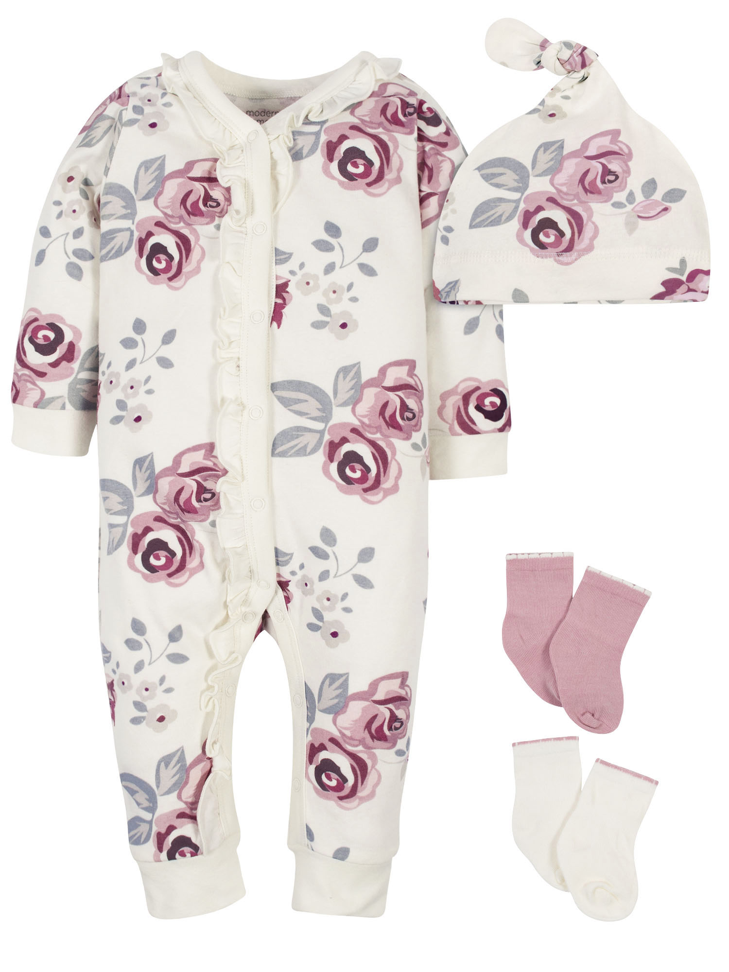 Modern Moments Modern Moments by Gerber Baby Girl Coverall, Cap and