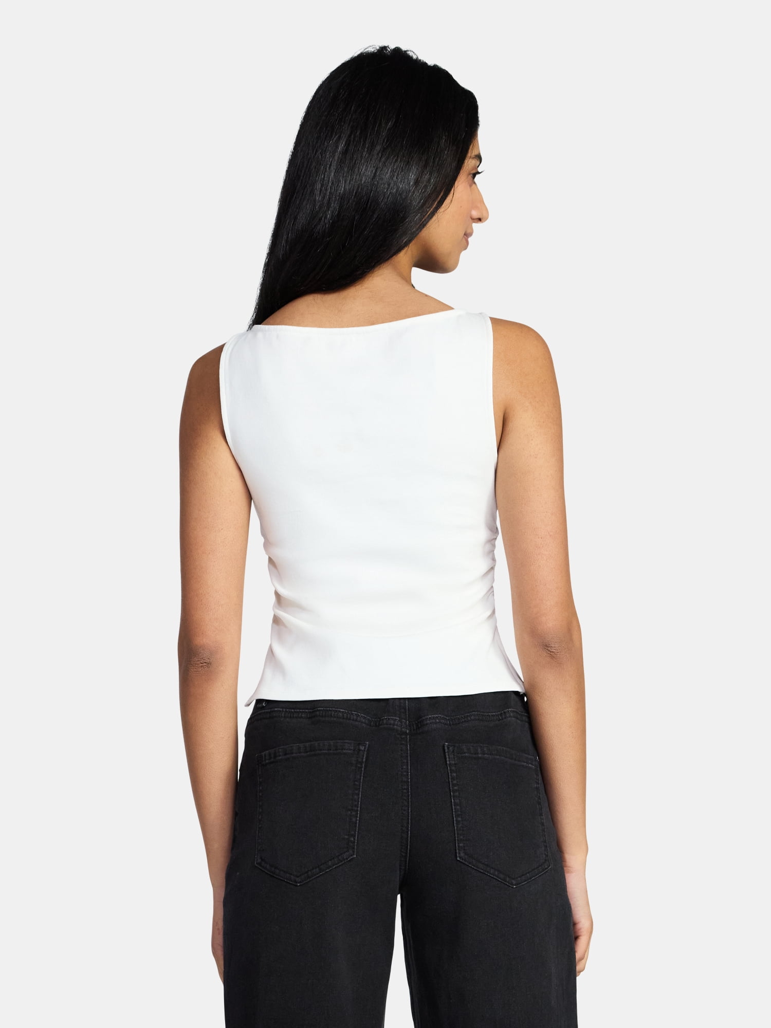 Madden NYC Women's Sleeveless Ruched Tank Top, Sizes XXS-XXL
