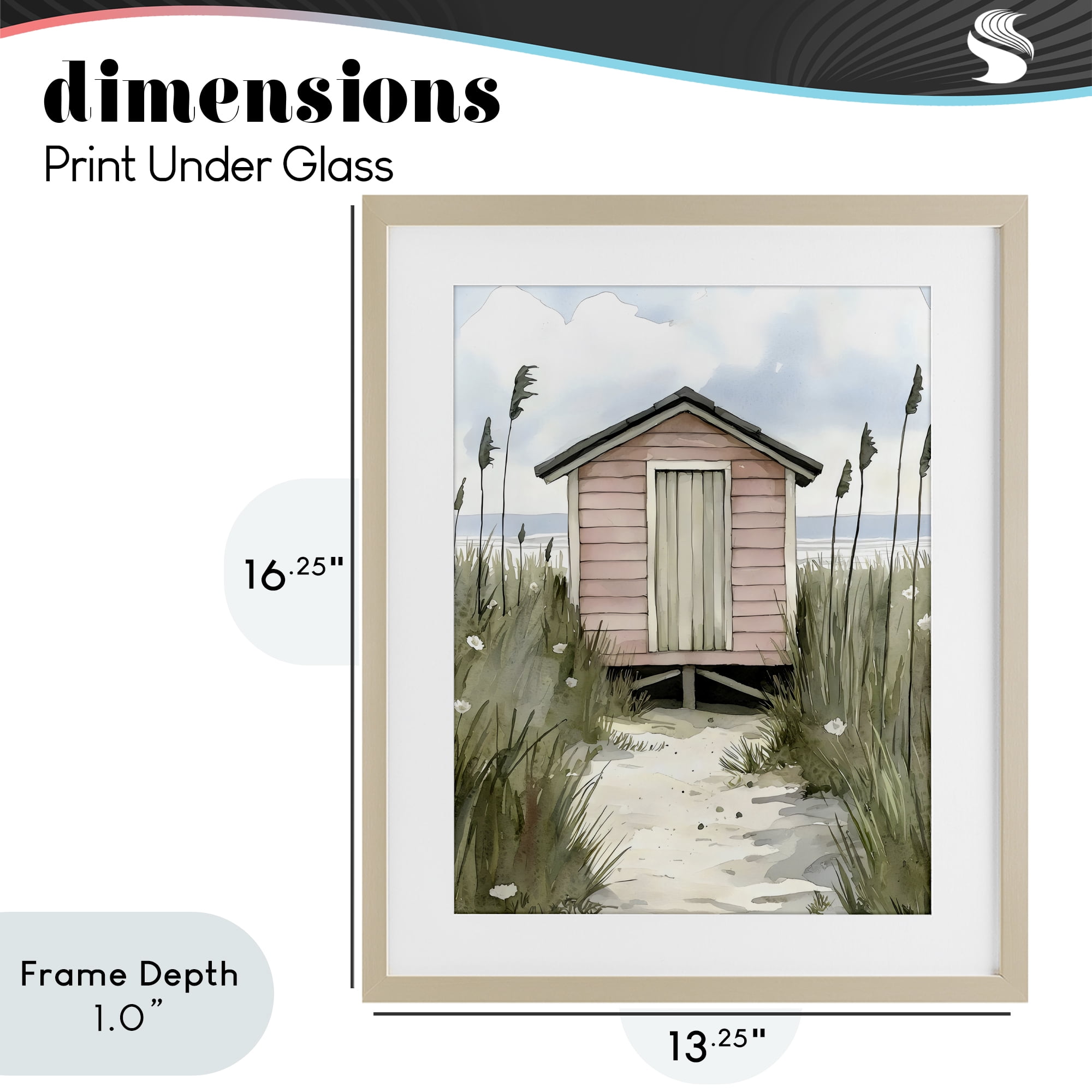 Stupell Industries Coastal Calm Pink Beach Hut Birch Framed Print Under Glass, design by Riley B