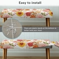 thumbnail image 5 of Whosucclay Peony Sunflower Floral Print Dining Bench Slipcover Removable Rectangle Bench Cover Stretch Bench Seat Furniture Protector Dining Chair Slipcovers for Living Room and Kitchen, 5 of 7