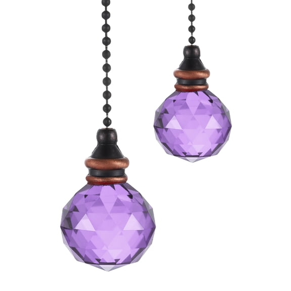Uxcell 2Pack Ceiling Fan Pull Chain, 12" Crystal Pendant Pull Chain Extension, Purple