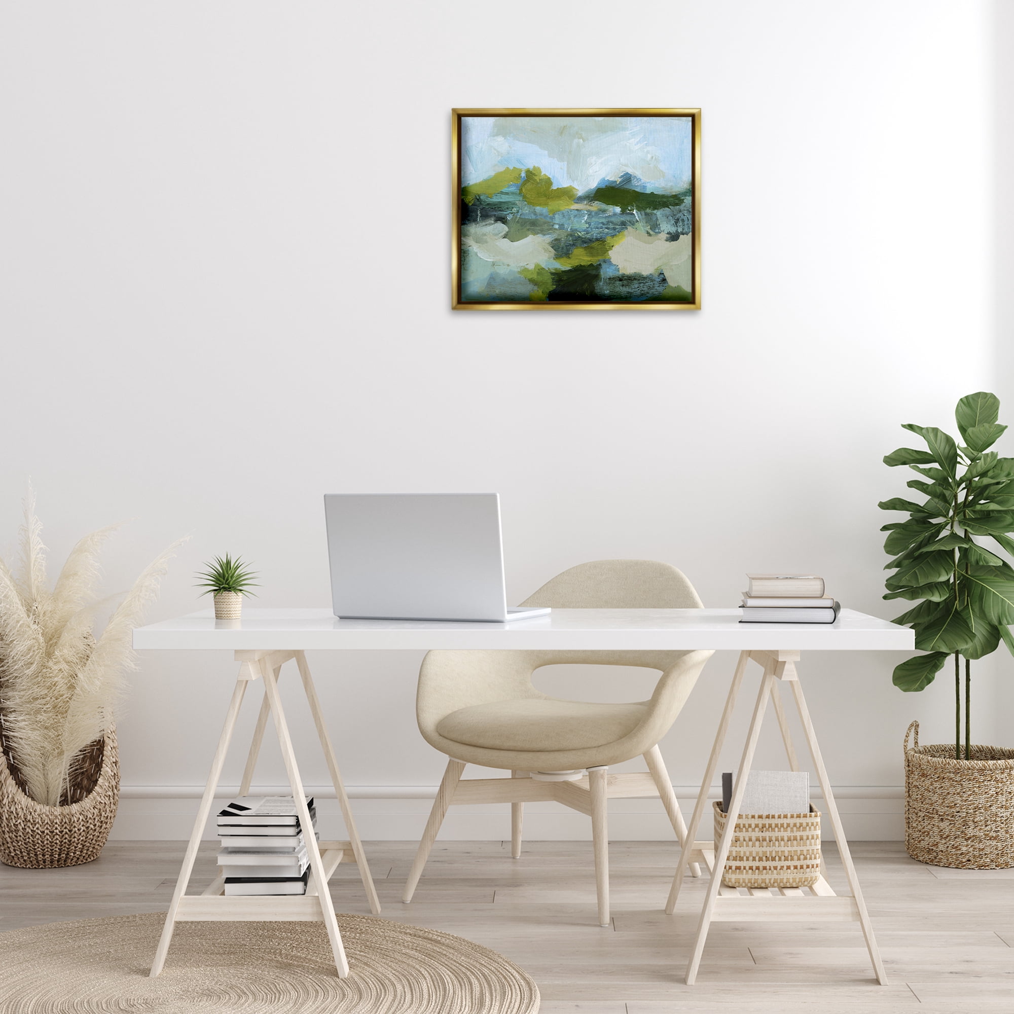Stupell Industries Expressive Abstract Scenery Abstract Painting Gold Floater Framed Canvas Art Print Wall Art, 21 x 17