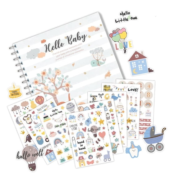 Giaone Gender Neutral Baby Journal Scrapbook Baby Memory Book for Baby Boy or Girl