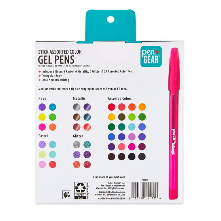 Pen+gear Gel Stick Pens, Medium Point, 0.7 mm, Assorted Colors, 48-Count, 192511