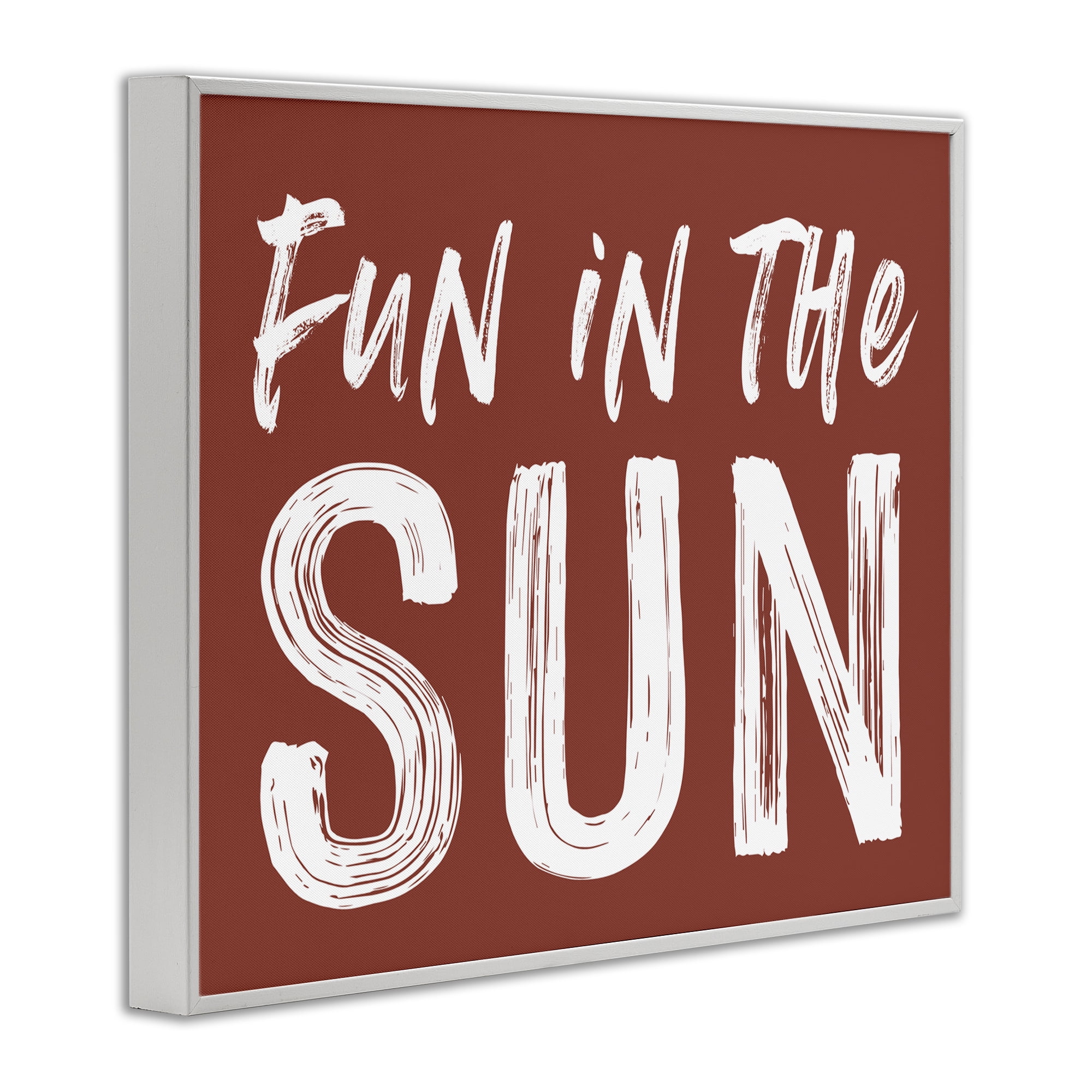 Fun In Sun Brown Sentiment White Framed Giclee Art, design by Lettered and Lined