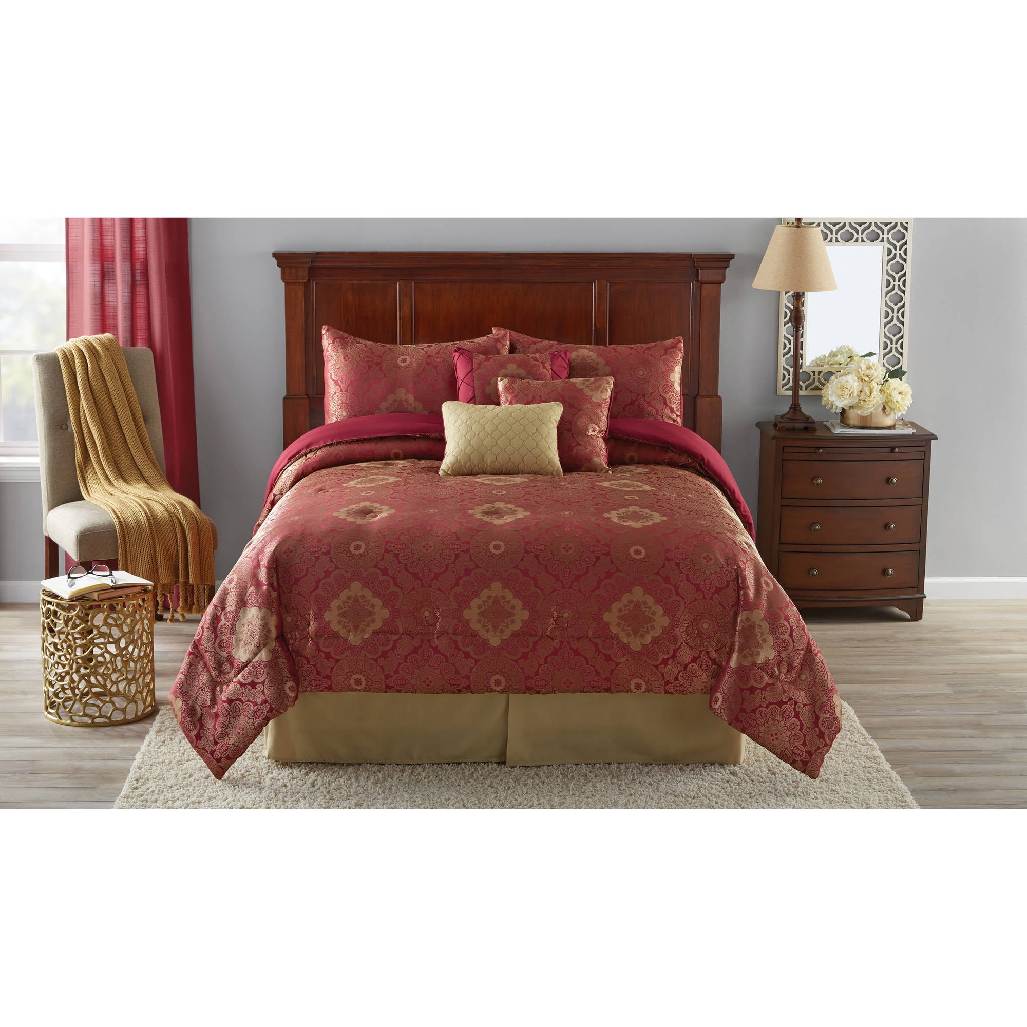 Mainstays 7 Piece Springfield Comforter Set, Full/Queen ...