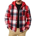 thumbnail image 2 of Zynoxe Mens Flannel Shirt Jacket Fall Soft Plaid Button Down Long Sleeve Drawstring Hoodies with Pocket Versatile Comfortable Shacket Red L, 2 of 5