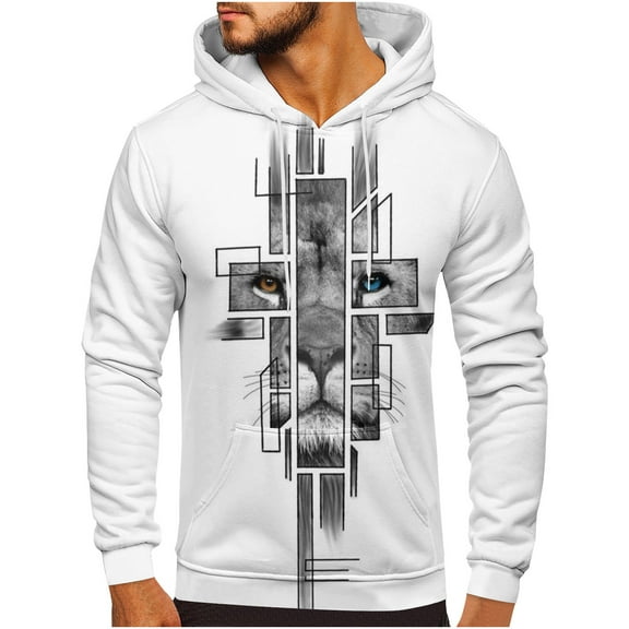 DDAPJ pyju Fall Fashion Hoodies for Men October Deals,Lion Cross Christian Pullover Hoodie Lightweight Drawstring Hooded Sweatshirt Big and Tall Cool Sweatshirts Plus Sizes include S - 6XL