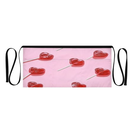 

Heart-shaped Lollipop Adult short apron with 3 separate pockets Unisex Waiter s Apron for restaurant bistro 25.2×11.8in