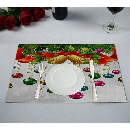 

GCKG Xmas Merry Christmas Happy New Year Placemat 12x18 inches Set of 2
