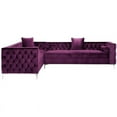 thumbnail image 3 of Brika Home 120" Velvet Tufted Left Facing Sectional in Purple, 3 of 9