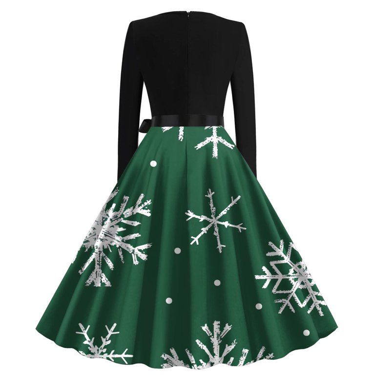 GERsome 1950s Vintage Womens Dress Christmas Cocktail Dress Audrey Hepburn  Style Party Dresses Long Sleeves V-Neck Christmas Party Dress S-XXL -  Walmart.com