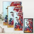 thumbnail image 4 of Designart 'Close Up Little Gray Bird On Red Autumn On Blueberry Twig' Traditional Framed Canvas Wall Art Print, 4 of 5