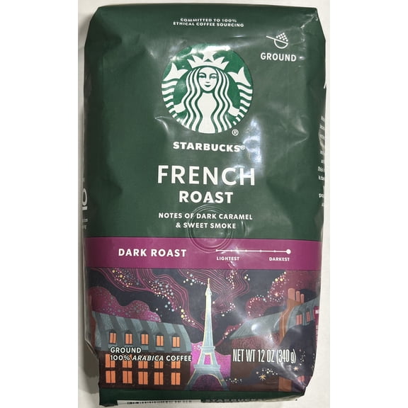 Starbucks French Roast Ground Coffee, Dark Roast 12 oz Bag (Pack of 4)
