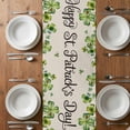 thumbnail image 6 of St. Patrick's Day Table Runner - 72 Inch Long, Kitchen Dining Table Runner Dresser Scarves, Green Gnomes Lucky Shamrocks Vintage Farmhouse Decor for Coffee Tables Wedding Party Banquet, 6 of 8