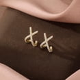 thumbnail image 4 of Solid 925 Sterling Silver CZ Cuff Piercing Stud Earrings Wraps for Women Teens X Criss Cross Cuff Earrings Huggie Hoops, 4 of 13