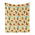 thumbnail image 1 of Hedgehog Soft Flannel Fleece Blanket, Cartoon Style Woodland Animal in Various Activities on Colorful Dotted Background, Cozy Plush for Indoor and Outdoor Use, 50" x 70", Multicolor, by Ambesonne, 1 of 6