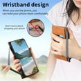 thumbnail image 6 of For iPhone 15 Pro Max 6.7-inch Case,Elastic Wristband Magnetic Suction Closure Flip Stand Wallet Leather Phone Case,Brown,For iPhone 15 Pro Max, 6 of 12