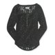 thumbnail image 1 of Aeropostale - Camiseta henley de encaje floral transparente para mujer, negro, extragrande Aeropostale henley, 1 of 2
