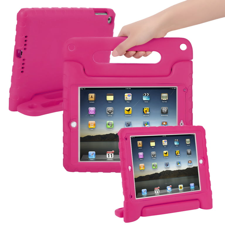 HDE iPad Air 2 Bumper Case for Kids Shockproof Hard Cover Handle Stand with  Built in Screen Protector for Apple iPad Air 2 (Pink) 