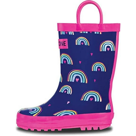 

Lone Cone Rain Boots with Easy-on Handles for Toddlers Kids Heart and Rainbow Medium Toddler 9