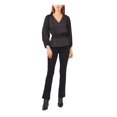 thumbnail image 3 of VINCE CAMUTO Womens Black Smocked Blouson Sleeve V Neck Wear To Work Peplum Top XS, 3 of 4