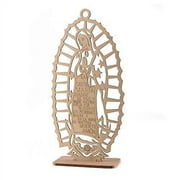 12 Lady Guadalupe Virgin Mary Glitter Wood Silver Gold with Stand Laser Cutout Wooden Baptism Centerpiece First Communion Quinceañera Party Favors Home Decor Christening (Plain)