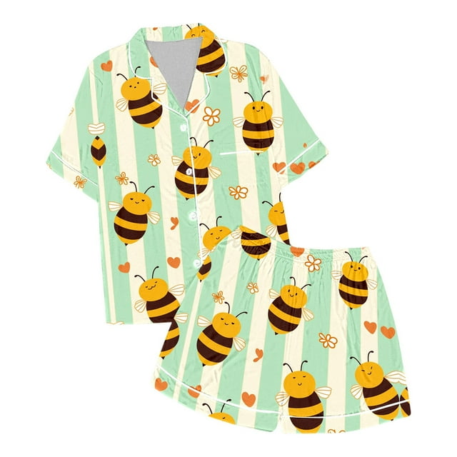 Ensemble de Pyjama Imitation Soie Imprimé pour Filles