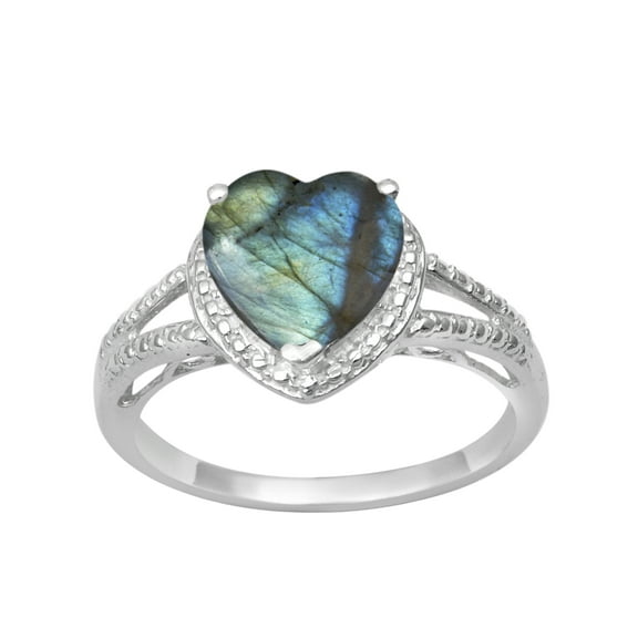 Mooneye Labradorite 925 Sterling Silver 8mm Heart Shape Women Valentines Day Gifts Ring