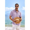 thumbnail image 3 of Camisa de lino de manga corta para hombre COOFANDY, color lavanda, 3 of 5
