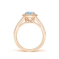 thumbnail image 2 of ANGARA Natural Round Aquamarine Split Shank Ring with Diamond Halo in 14K Rose Gold for Women (Size-6mm) | March Birthstone, Birthday, Anniversary, Jewelry Gift for Women | Natural Aquamarine Ring, 2 of 9