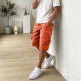 thumbnail image 5 of HKYNLAG Cargo Shorts for Men Lightweigh Casual Comfort Summer Pants Bermuda Shorts with Pockets Knee Length Outdoor Hiking Work Short Orange L, 5 of 5
