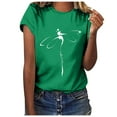 thumbnail image 1 of WEIYLL T-Shirt Femme Imprimé Lettres Col Rond Manches Courtes Tunique Verte Tailles G, 1 of 4
