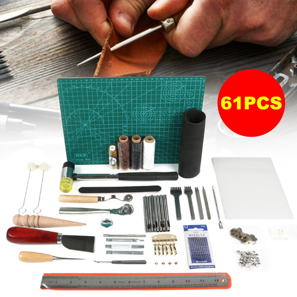 31 Pcs Leather Sewing Tools DIY Leather Craft Tools Hand Stitching Tool Set